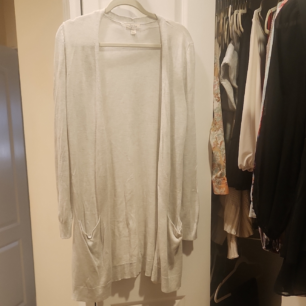 Light Gray Open-Front Women’s Cardigan Sweater
